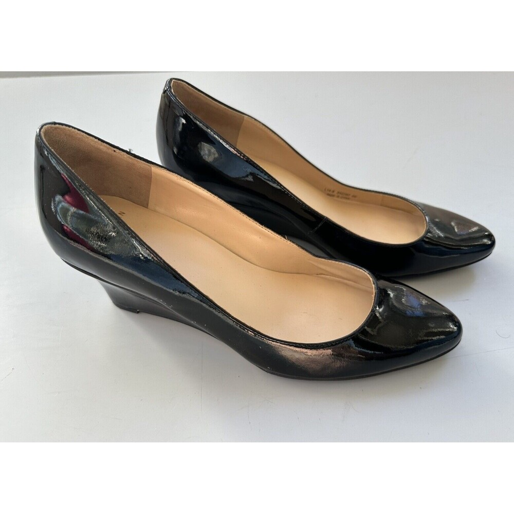 Cole Haan Womens Catalina Wedge Pump black leather heel shoes size 6B